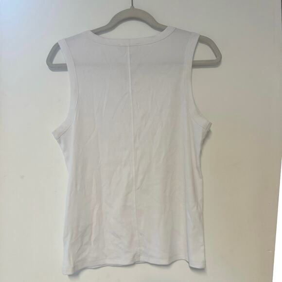 NWT Madewell Re)generative Cotton Ribbed High V-Neck Tank In White Size M - Picture 4 of 7